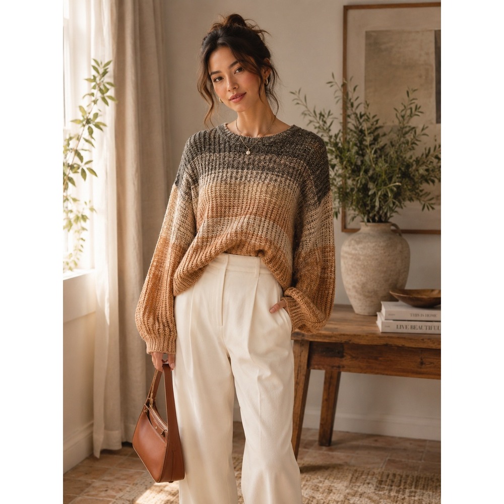 525 America Sweater Women Medium Brown Ombre Boho Coastal Granddaughter